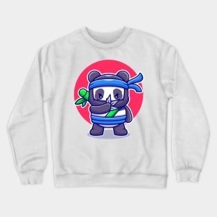 Cute Ninja Panda Cartoon Crewneck Sweatshirt